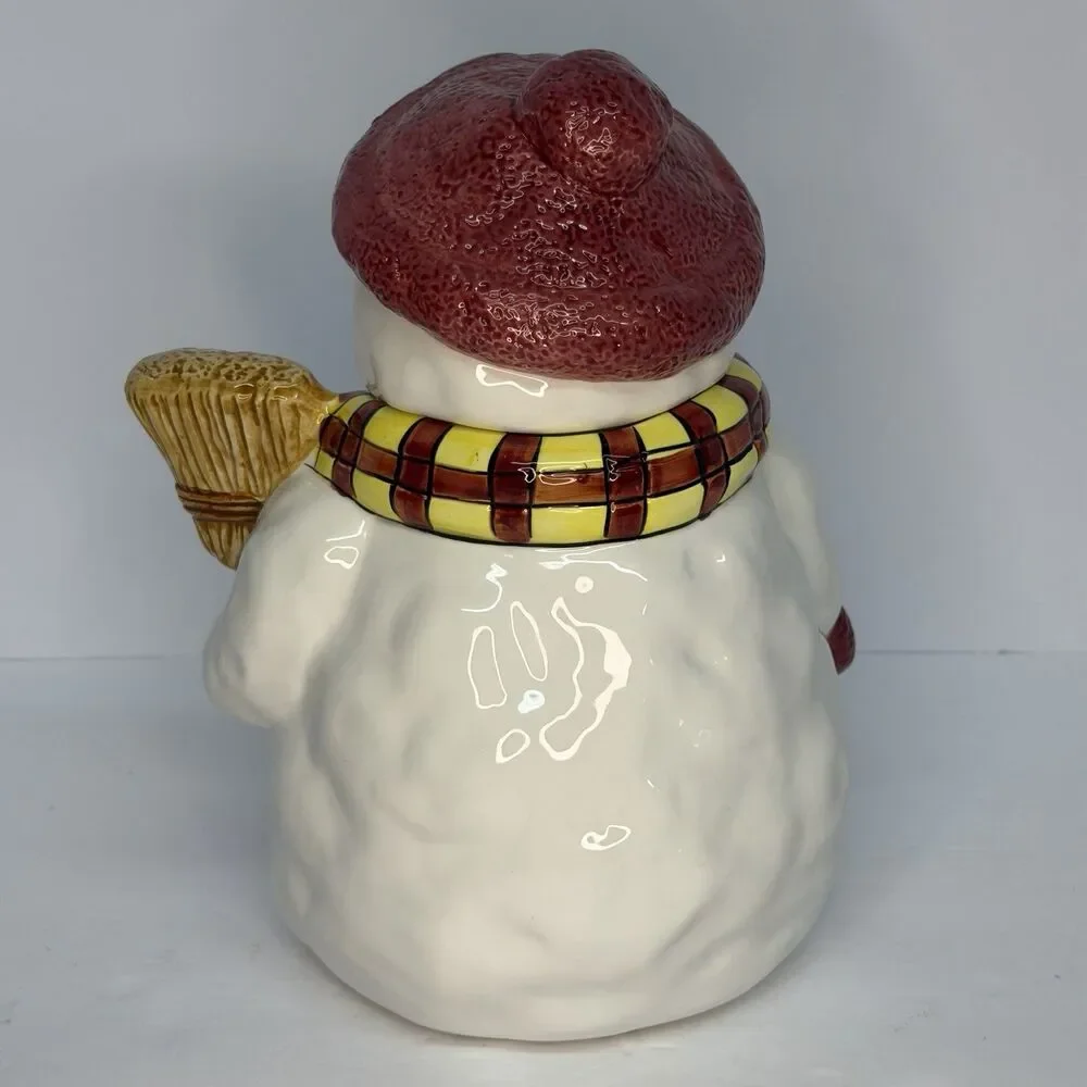 Vintage Sakura Debbie Mumm Snowman Cookie Jar Christmas Hand Painted 12